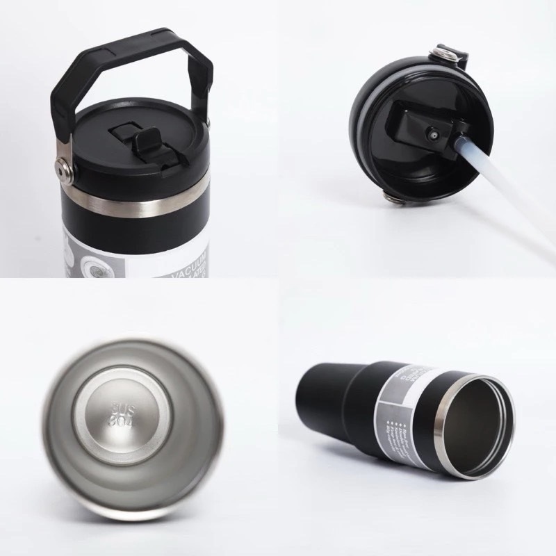 แก้วเก็บความเย็น รุ่นใหม่ ฝา1หัว 890ml 30.z แบบใหม่มีที่จับหูหิ้ว เก็บอุณหภูมิร้อน แก้วกาแฟ แก้วสแตนเลส890 - รูปที่ 3