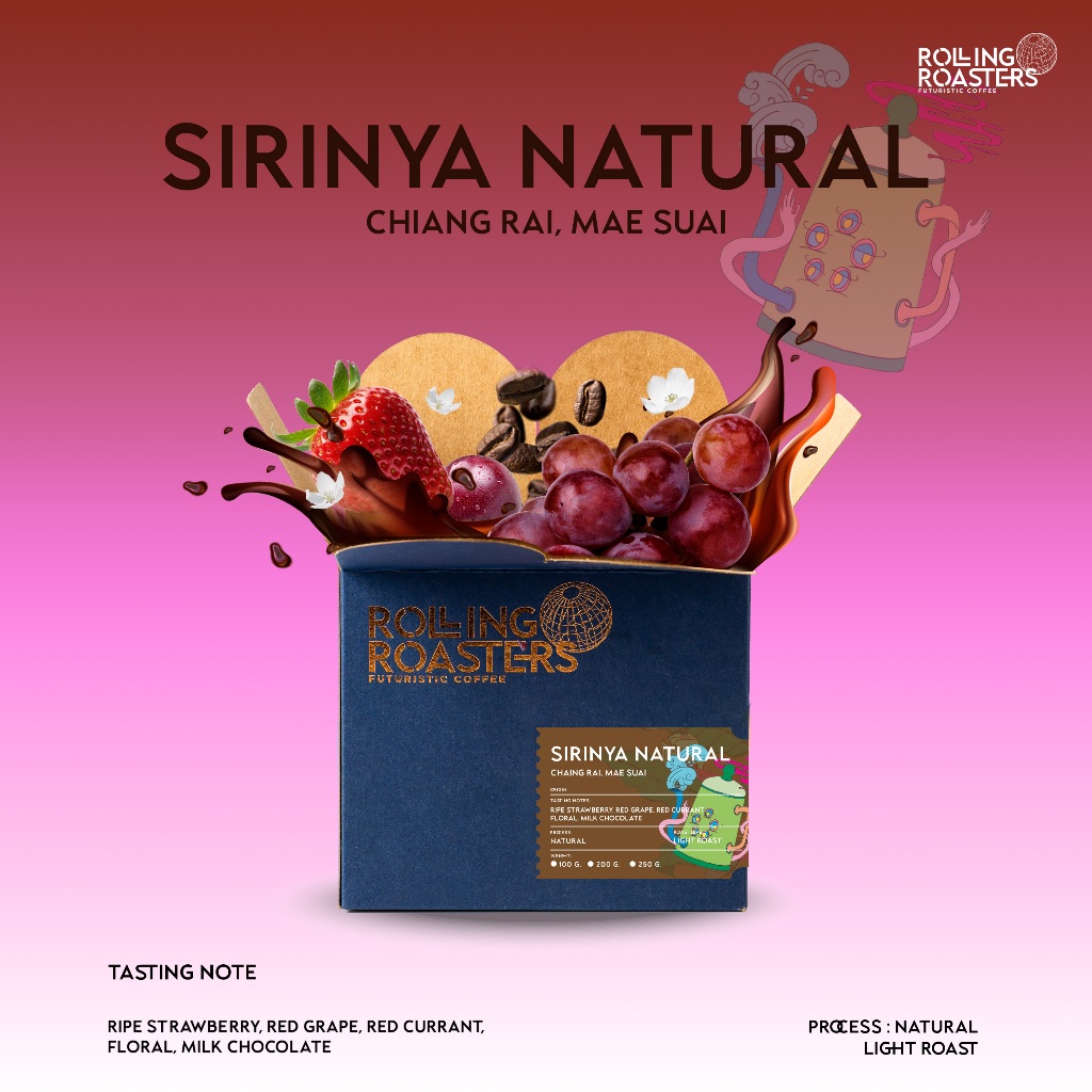 Rolling Roasters เมล็ดกาแฟคั่วอ่อน SIRINYA NATURAL - ขนาด 100g , 200g