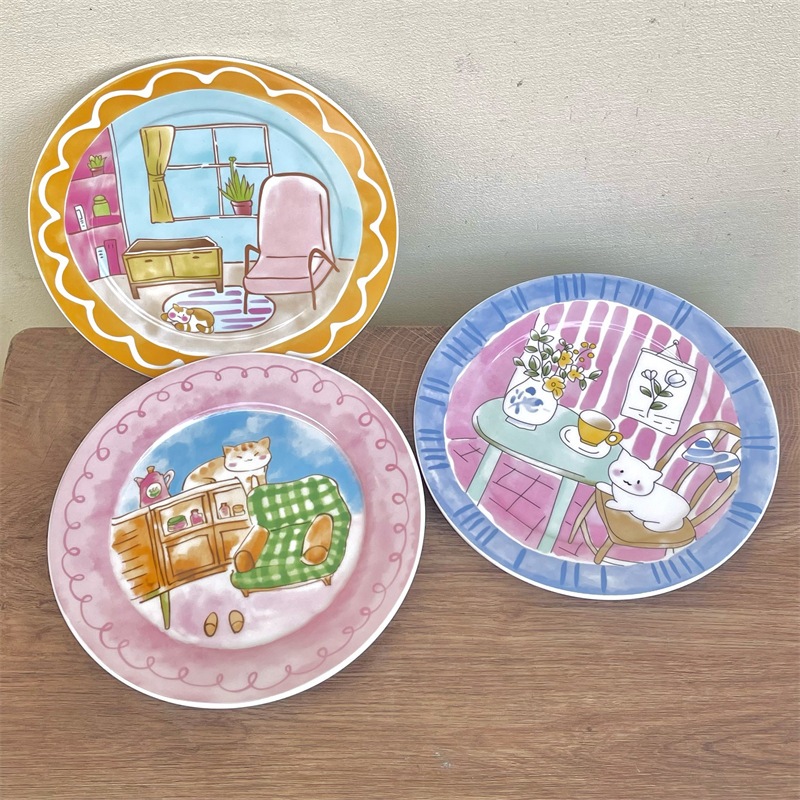 [พร้อมส่ง]   Korean cartoon ceramic plate จานเซรามิค จานน่ารัก ราคา ถูกที่สุด ดีลบีเคเค แกลเลอรีภาพที่ 5