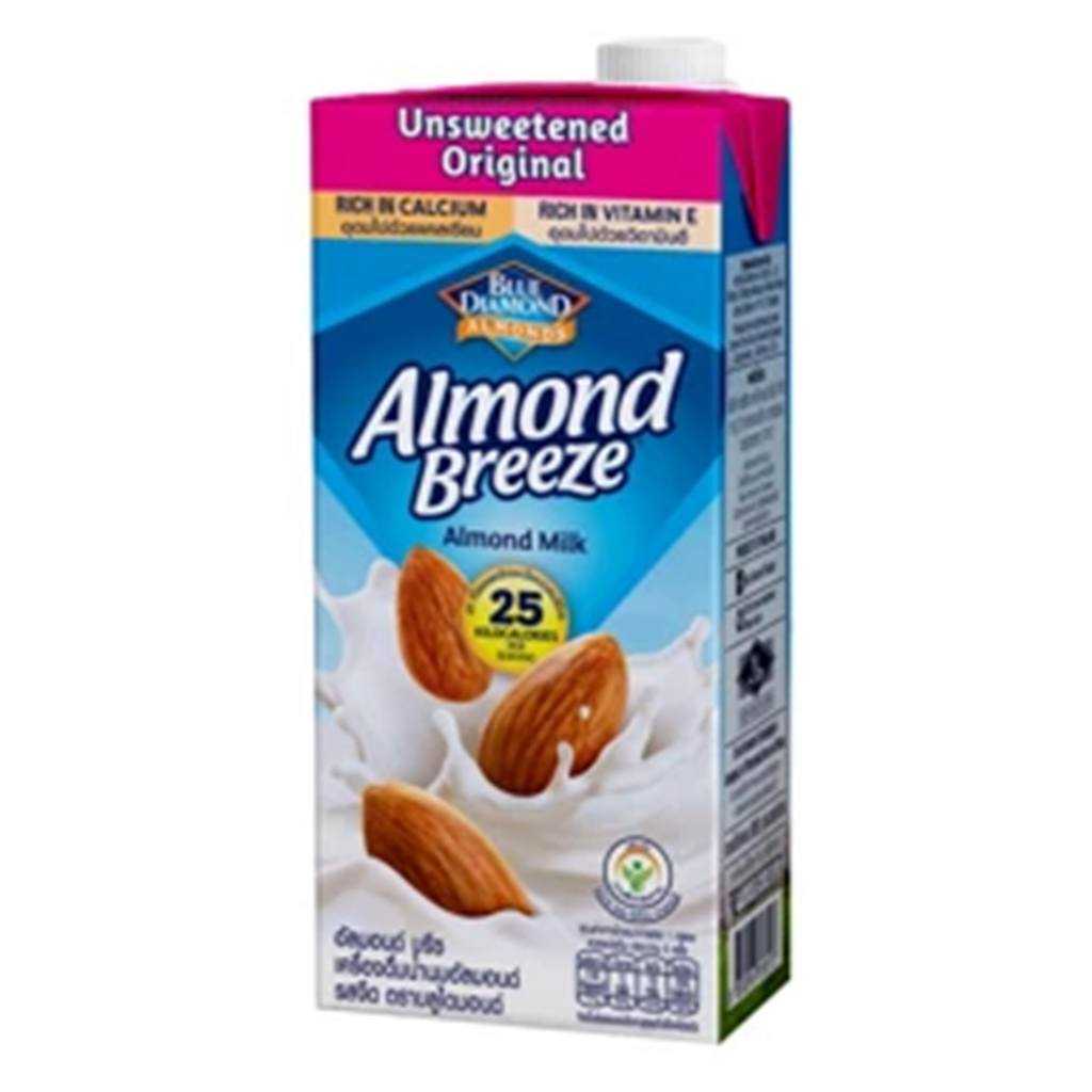 Blue Diamond Almond Breeze Unsweetened Almond Milk 946 ml.บลูไดมอนด์อัลมอนด์บรีซนมอัลมอนด์ รสจืด 946