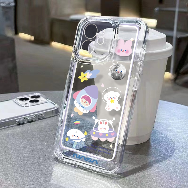 เคสไอโฟน11 12 13 14 15 Pro Max เคสใส Space Bunny Cute Case For iPhone 11,12,13,14,13PM,14PM,15PM,X,XS 8Plus
