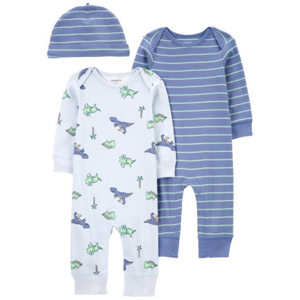 CARTER 3PC MPS BLUE STRIPE DINO L13 คาร์เตอร์ชุดเซ็ทบอดี้สูท ลายไดโนแถบสีฟ้า