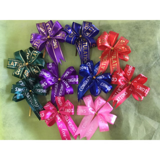 โบริบบิ้นผ้าลายcongratulations หลากสีหน้ากว้าง2.5ซม