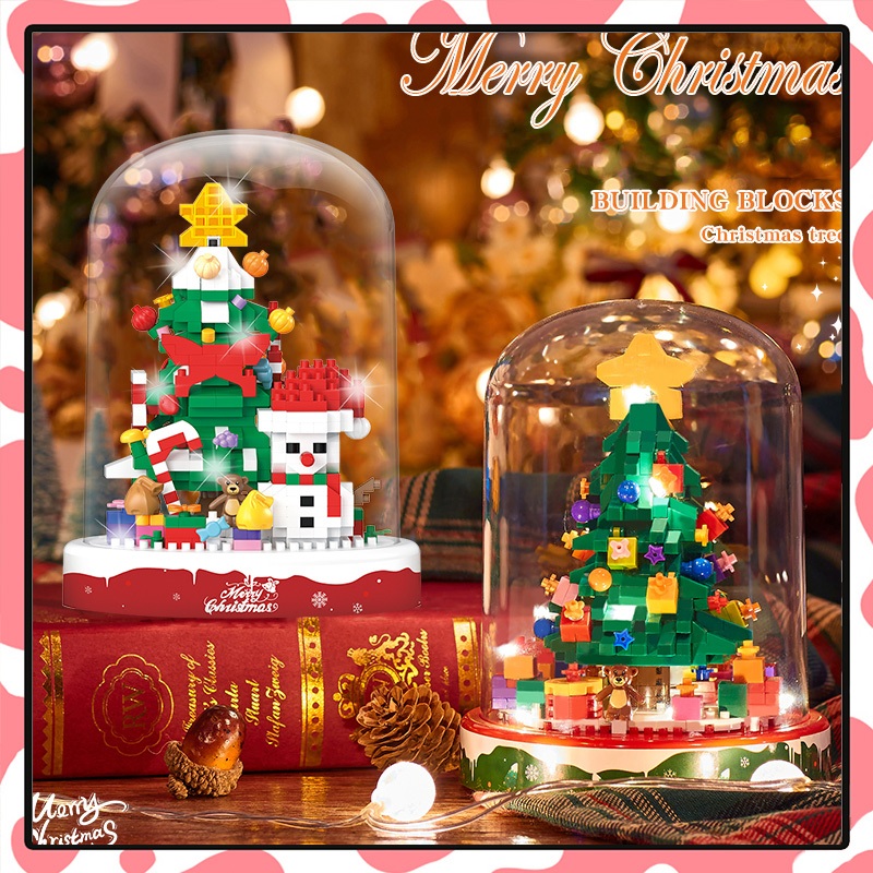 มีไฟ คริสต์มาส ตัวต่อ ต้นคริสต์มาส ของขวัญคริสต์มาส ตกแต่งคริสต์มาส Merry Christmas
