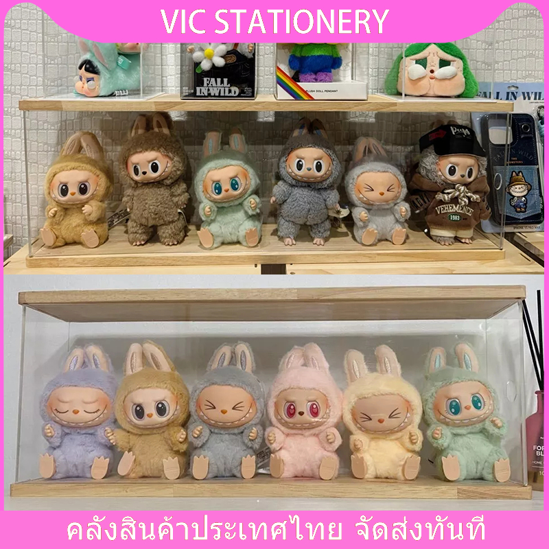 กล่องโมเดล Labubu V1V2 กล่องใส่โมเดลยาว kimmon กล่องโชว์โมเดล babythree ฐานไม้ 50/60ซม ซ้อนทับได้ กล่องใส่ arttoy สูง 20