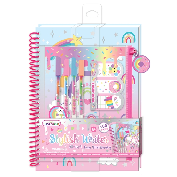 hot focus stylish writer all in 1 fun stationary - rainbow