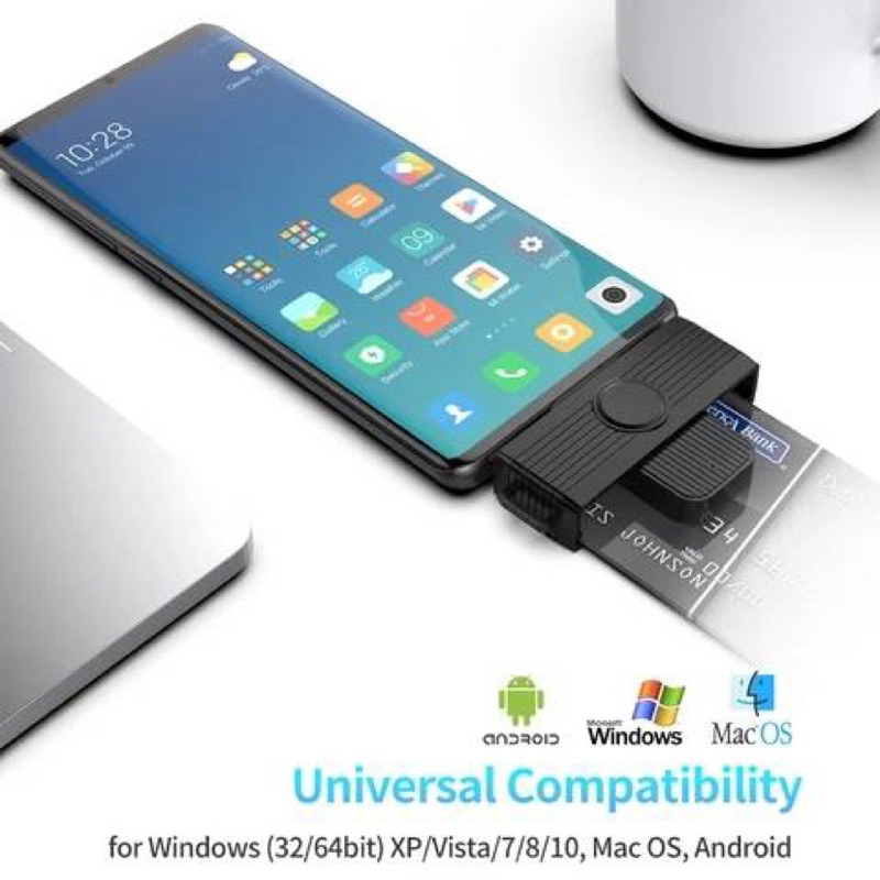 เครื่องอ่านบัตรประชาชน Smart card reader สำหรับมือถือแอนดรอยด์ Rocketek รุ่น CR318 (TYPE-C)