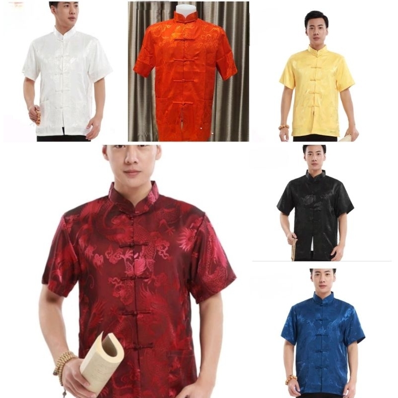 เสื้อจีนชายผ้าแพร นิ่มใส่สบายพร้อมส่ง