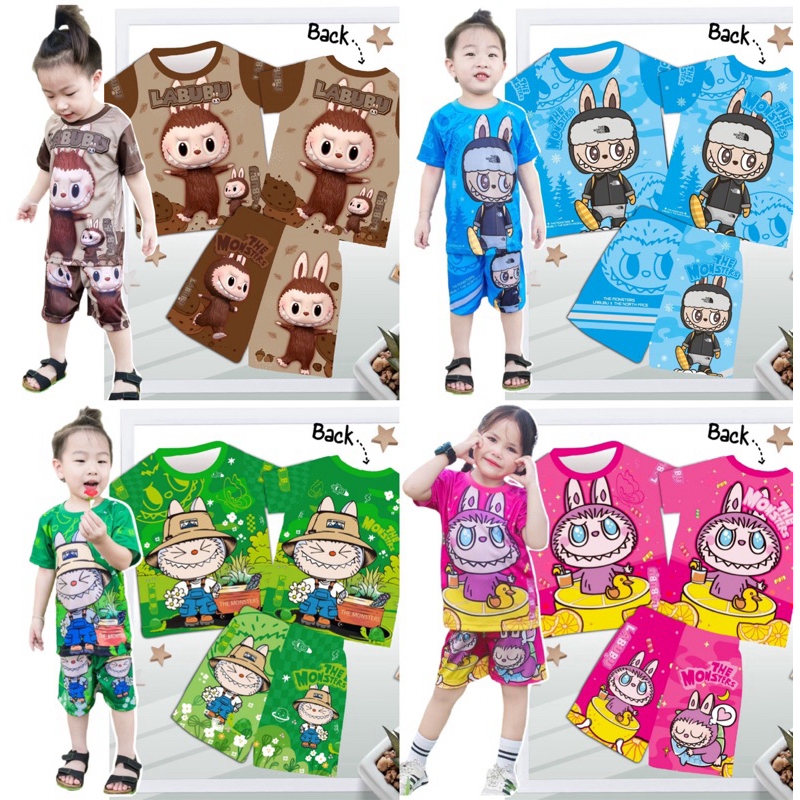 #พร้อมส่ง ชุดเด็ก น่ารัก เนื้อผ้าไมโครไฟเบอร์พิมพ์ลายทั้งชุด