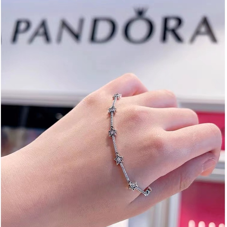 Pandora แท้ สร้อย Pandora สร้อยข้อมือ Pandora bracelet star of the sky แพนโดร่า ของแท้ 100%