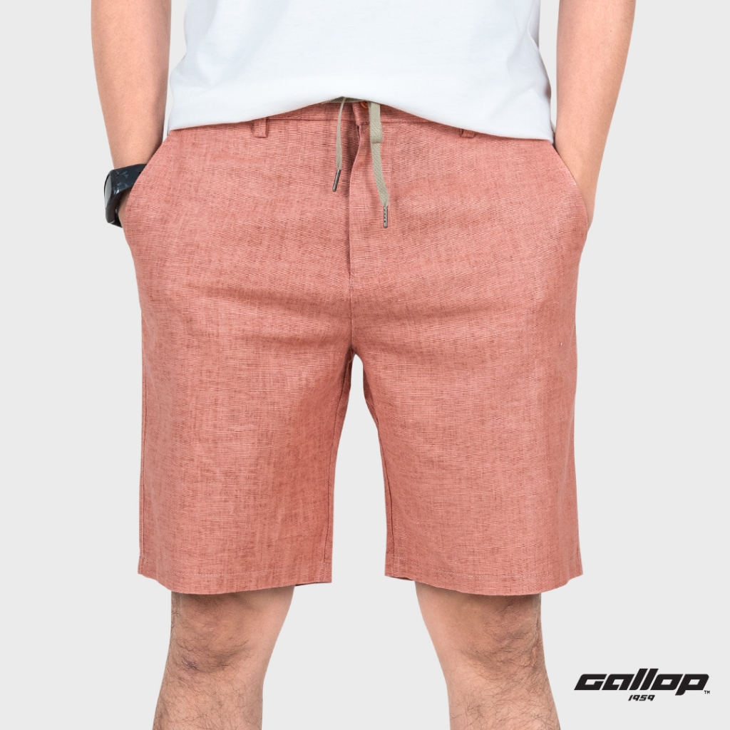 GALLOP : Men's wear LINEN SHORTS กางเกงขาสั้นผ้าลินิน รุ่น GS9022 สี Coral - ส้ม / ราคาปรกติ 2,490.-