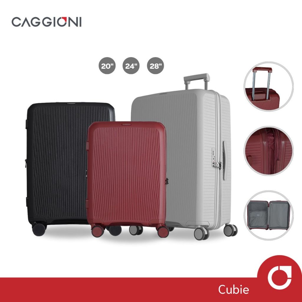 CAGGIONI กระเป๋าเดินทาง รุ่นคิวบี้ ( Cubie : PP011 ) วัสดุโพลีโพรพิลีน, ตัวล็อค TSA, มีซิปขยาย น้ำหนักเบา