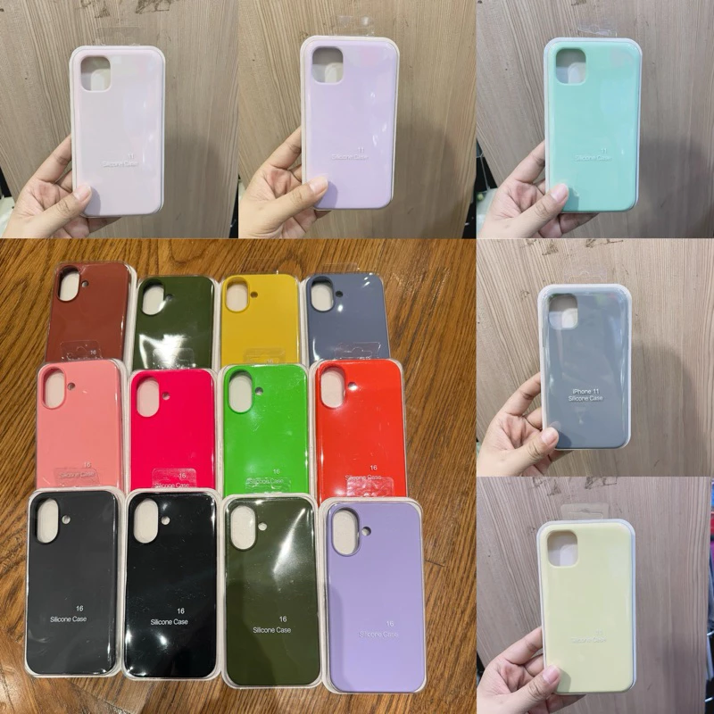 🔥สีมาใหม่มีโลโก้🔥เคสกำมะยี่ สีพื้น งานกล่อง สำหรับรุ่นไอโฟน11-16promax