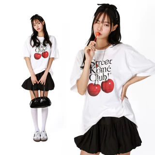 kome.offi เสื้อยืดโอเวอร์ไซส์ รุ่น street cherry t-shirt