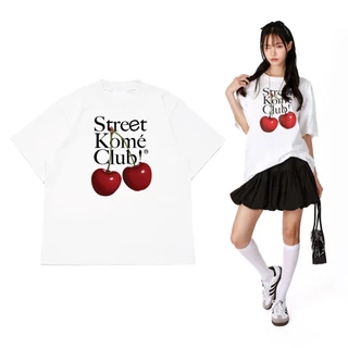 kome.offi เสื้อยืดโอเวอร์ไซส์ รุ่น street cherry t-shirt