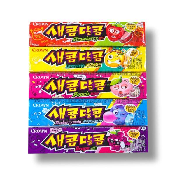 크라운 새콤달콤 5가지 과일맛ลูกอมเคี้ยวหนึบ 5 รสชาติ พีช องุ่น สตอเบอร์รี่ บลูเบอร์รี่ เลม่อน