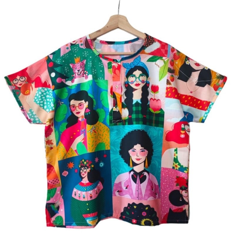 SALEเสื้อคอกลมแขนสั้น ไซส์46" ยาว 24" ผ้าลินินอินเดียลายสวยมาก