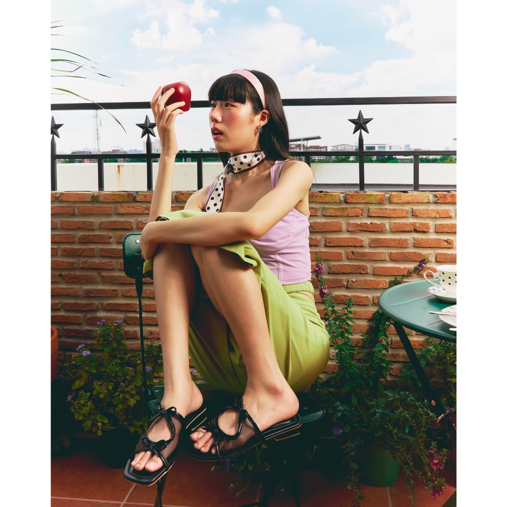 (ไม่ผลิตเพิ่ม) The Street Wear Studio - Como Mesh Sandals l รองเท้าแตะสูง 1 นิ้ว
