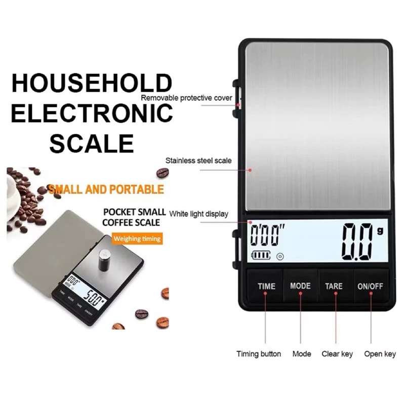 Pocket Coffee Scale เคลียน้ำหนัก จับเวลาได้ เครื่องชั่งกาแฟขนาดเล็ก 1kg/0.1 สะดวกในการพกพารุ่นC02