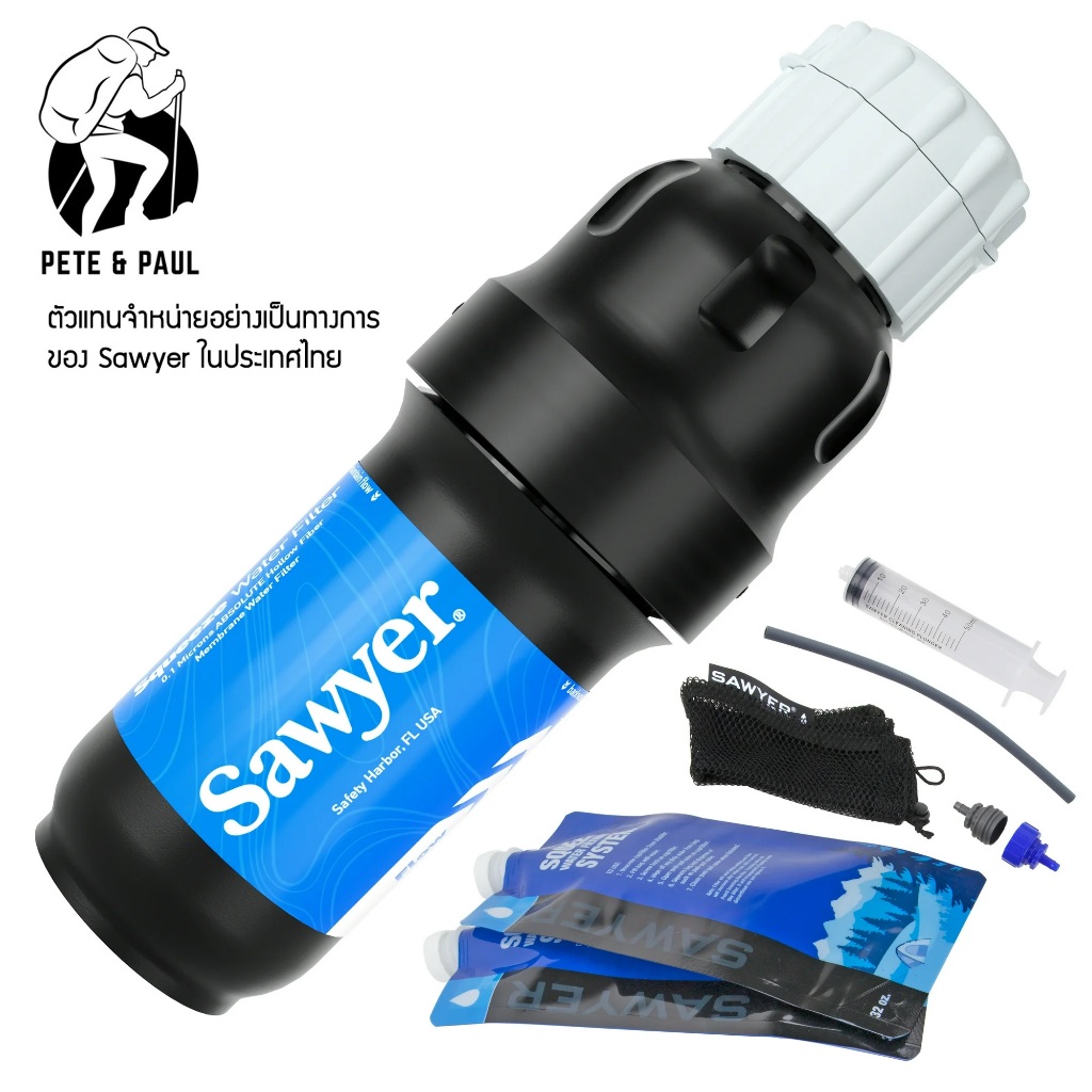 Sawyer Squeeze (sp129) เครื่องกรองน้ำพกพาขนาดเล็ก สำหรับเดินป่า เดินทาง