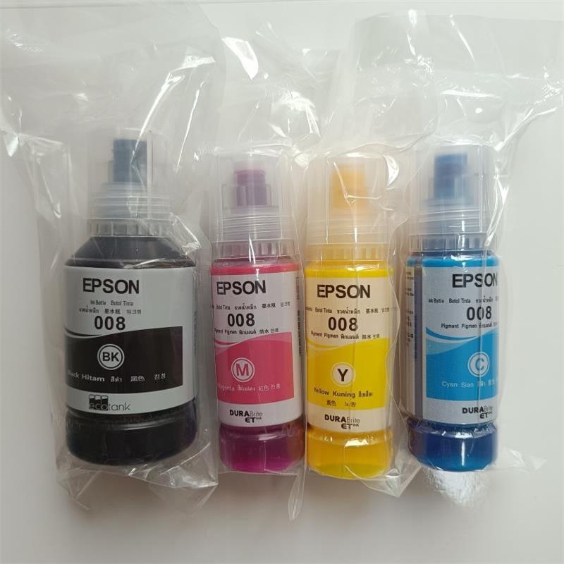 Ink EPSON 008 หมึกสีแท้ (ไม่มีกล่อง) หมึกกันน้ำ ทุกสี 008 BK C M Y เหมาะสำหรับรุ่น EPSON (ใช้ได้กับ 