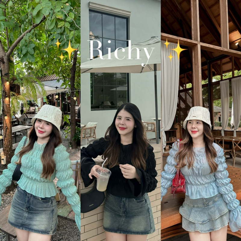 Richy เสื้อแขนยาวแขนขนมชั้น น่ารักมาก