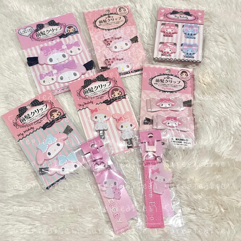 ( มือ 1 ) Sanrio Hair Clip มายเมโลดี้ เปียโน my melody / piano กิ๊บหนีบผม กิ๊ฟ🎀 set