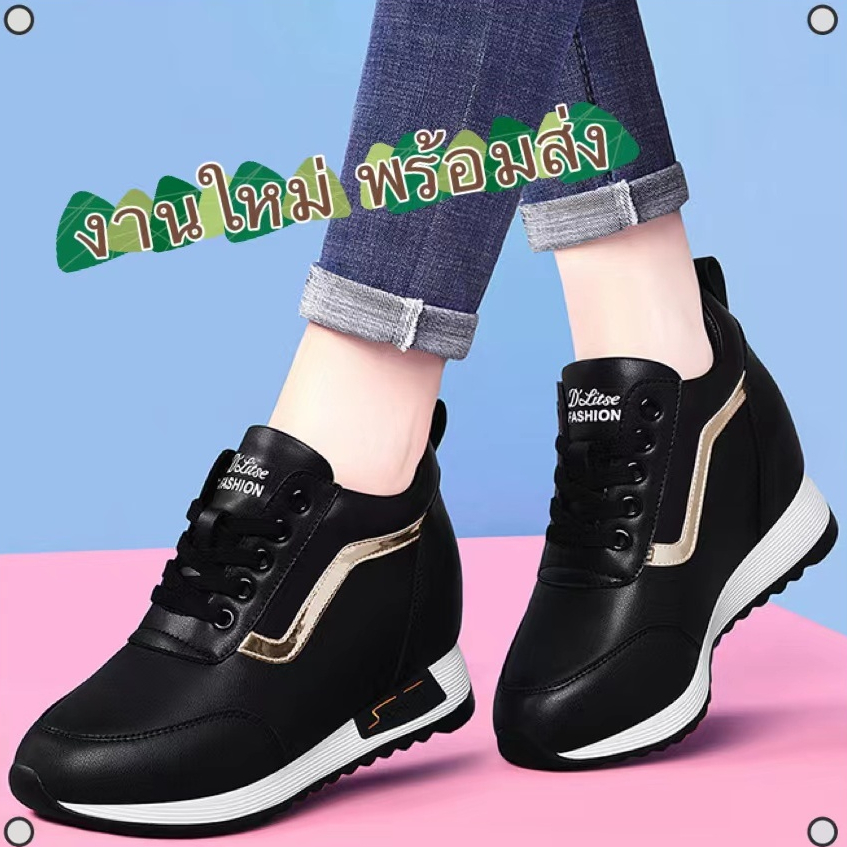 Nadine.9 Newรองเท้าผ้าใบผู้หญิง รองเท้สแฟชั่น ลำลอง ผ้าใบหนังนิ่ม เบา ใส่สบาย  มาใหม่ มี2สี พร้อมส่งจ๊า A677
