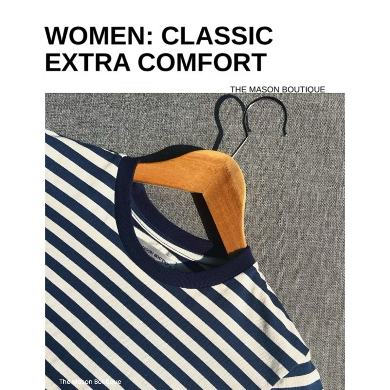 The mason boutique Women Extra comfort classic เสื้อยืด รุ่นคลาสสิค สำหรับ ผู้หญิง คอตตอน ฝ้าย