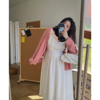 CiCi Plus+(2277) เสื้อไหมพรมคอกลมแขน ยาวกระดุมสามารถใช้งานได้จริงเหมาะสำหรับสาวเกาหลี