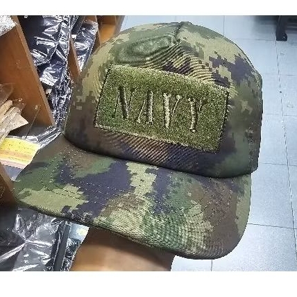 หมวกแก๊ปลายพรางดิจิตอลปัก NAVY ขนาดหมวกฟรีไซส์ปรับขนาดได้