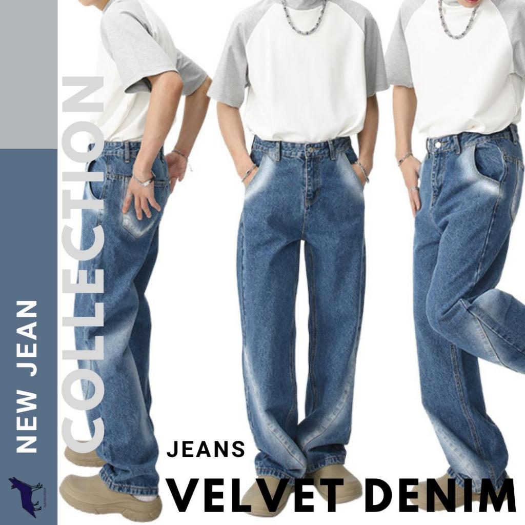 11.WOLF Velvet Denim กางเกงขายาว กางเกงยีนส์ กางเกงยีนส์ทรงกระบอก / P22
