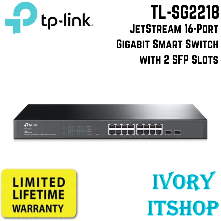 TP-Link JetStream 16-Port Gigabit Smart Switch with 2 Gigabit SFP Slots รุ่น TL-SG2218