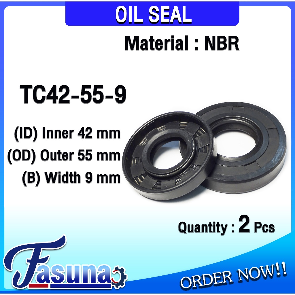 ออยซีล Oil seal TC42-55-9 ออยซีล Oil Seal ซีลยาง TC ซีลกันน้ำมัน ( NBR ) รูใน 42 โตนอก 55 หนา 9 มิล TC42x55x9 มิล