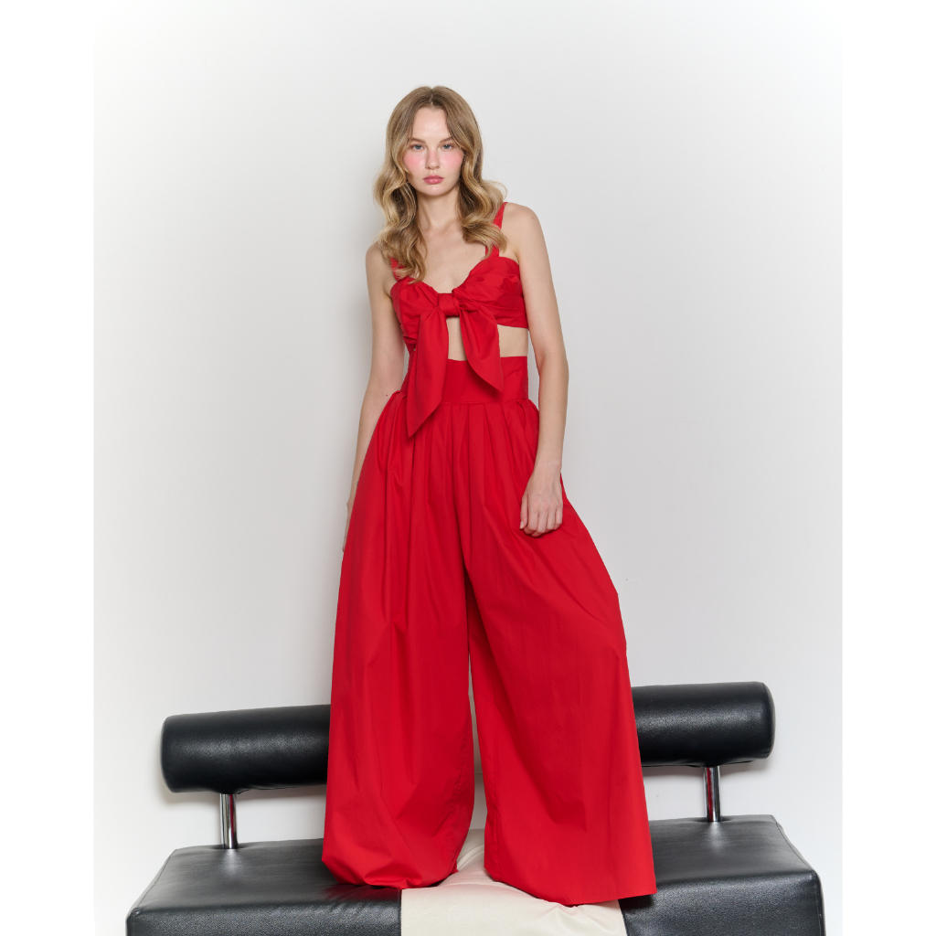 The SRT Downtown Series: Super Wide Leg Pants (TPN223) กางเกงขายาวขอบเอวสูง ขาบาน จีบรอบตัว ผ้าคอตตอ