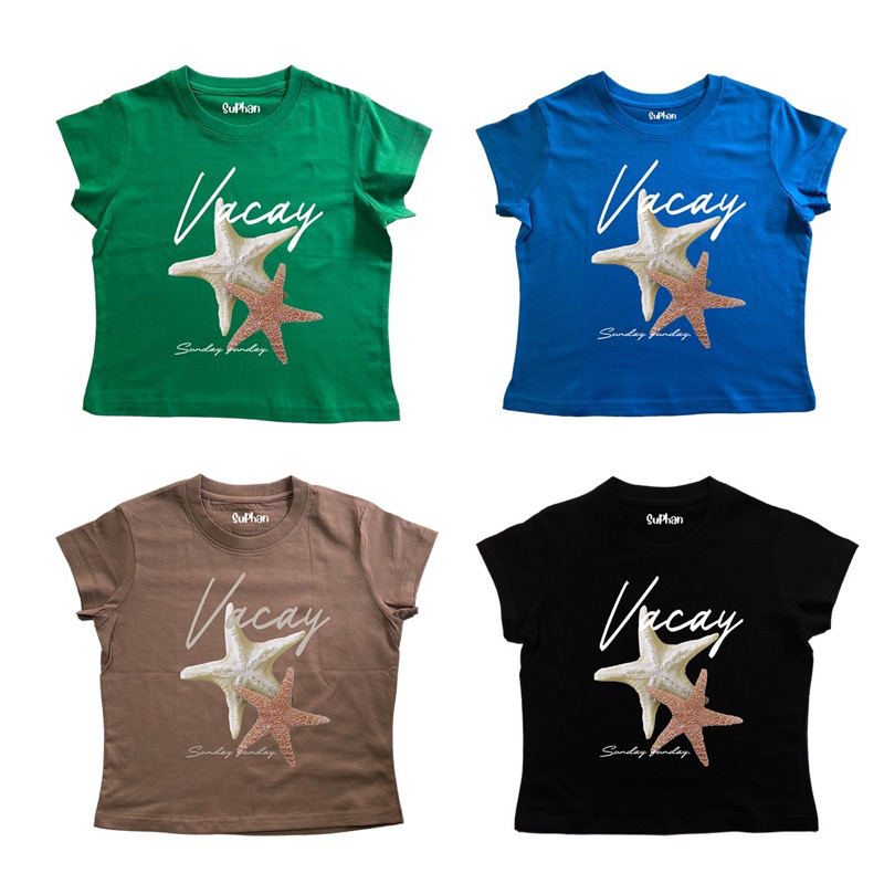 chicchi.cshop | เสื้อยืดbabyลาย vacay น่ารักมาก สินค้าพร้อมส่งค่า