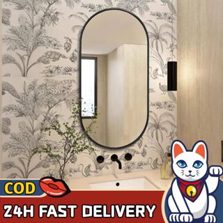 Lucky😸กระจกติดผนัง กระจกติดห้องน้ำ ทรงวงรี ติดตั้งแนวนอนหรือ…