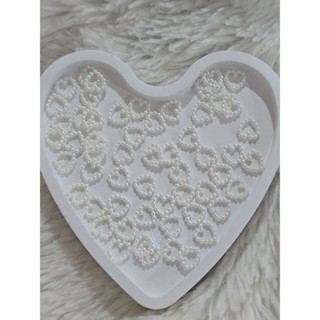 [ถุงบรรจุ10ชิ้น]อะไหล่ตกแต่งเล็บหัวใจมุกครีม ขนาด 10mmโบว์มุ…