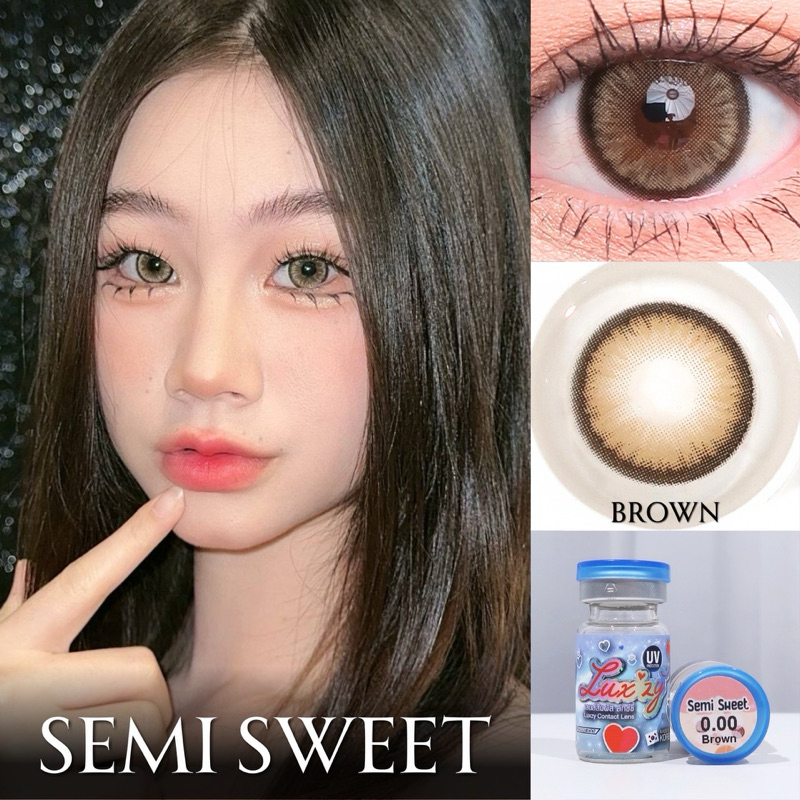 Semi Sweet gray brown คอนแทคเลนส์ สีเทา สีน้ำตาล Luxzylens คอนเเทคเลนส์กรองเเสงUV