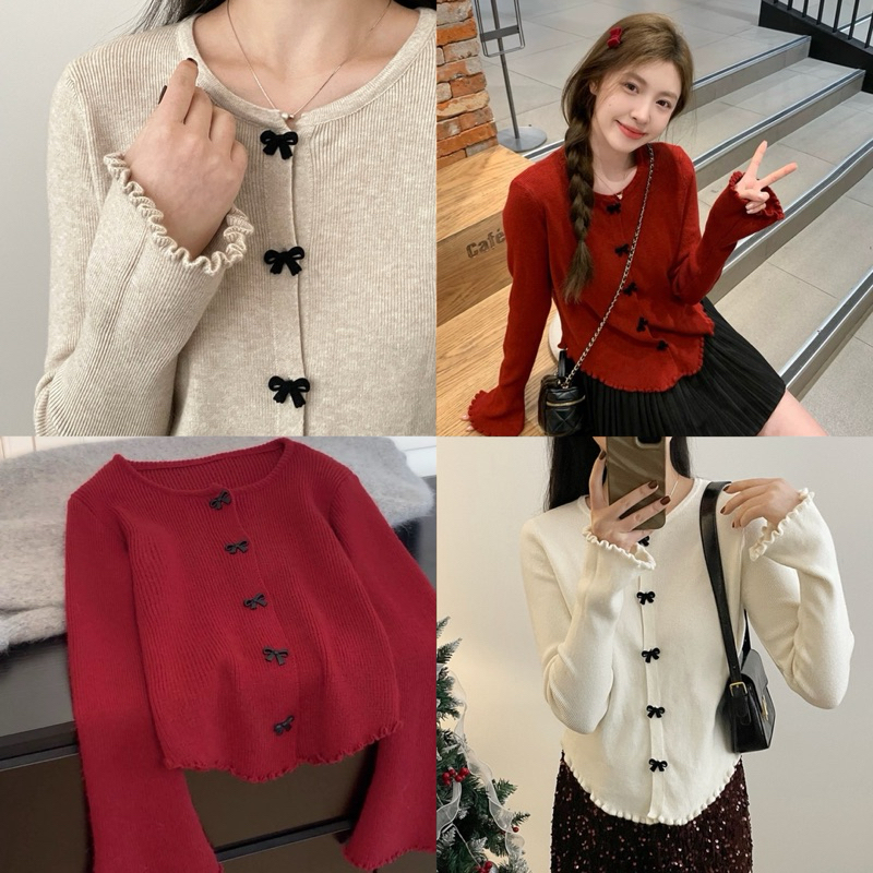 Theyourlooks 803 #พร้อมส่ง Bell Cardigan คาร์ดิแกน กระดุมโบว์