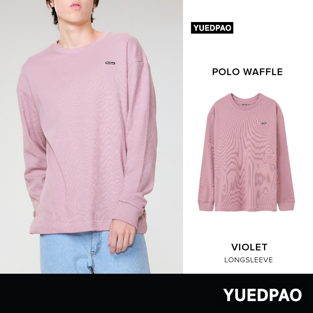 Yuedpao Waffle LongSleeve ผ้าหนาทรงสวย ยับยากรีดง่าย เสื้อยืดเปล่า เสื้อแขนยาว สี Violet