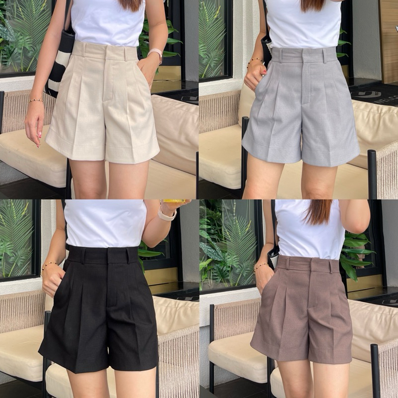 [ HOT ] Sandy Short Pants กางเกงขาสั้น ผ้าสลาฟหนา ทรงสวย พรางหุ่น