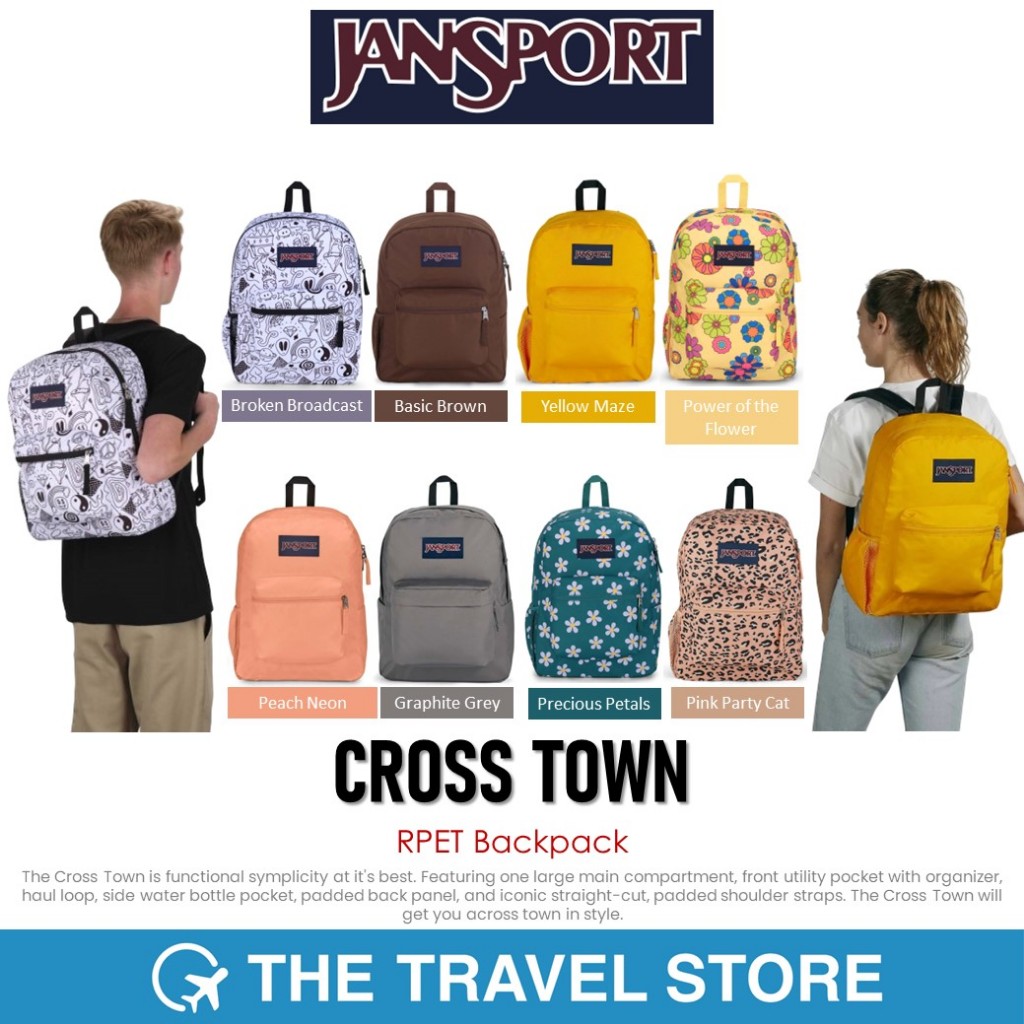 Jansport CROSS TOWN RPET Backpack (JS0A47LW)  กระเป๋าเป้ สะพายหลัง ด้านข้างมีช่องสำหรับใส่ร่ม ขวดน้ำ
