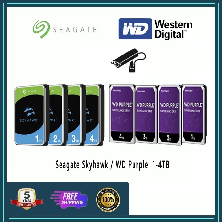 Seagate Skyhawk 3-4TB/ W D Purple   3-4TB( สีม่วง ) 3.5" Harddisk for CCTV สินค้าใหม่ Clearance ประก