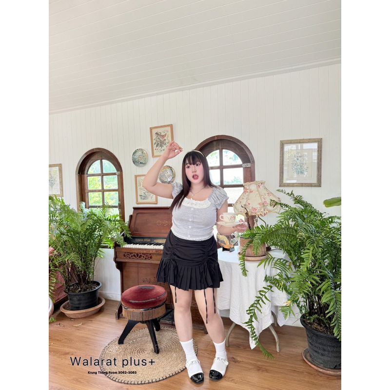 กระโปรงผูกโบ ไซด์ใหญ่ Walarat รูดขึ้น รูดลง ปรับระดับความยาวได้
