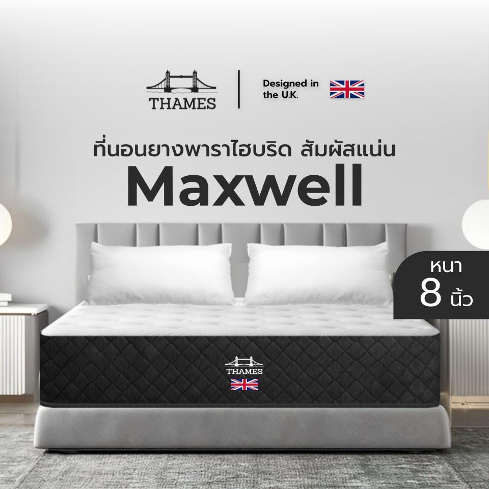 หลับสบายด้วย  Thames ที่นอนยางพาราแท้ไฮบริด รุ่น Maxwell ความหนา 8 นิ้ว สัมผัสแน่น รองรับสรีระไม่ยุบตัวเป็นแอ่ง ลดอาการปวด ราคาถูก