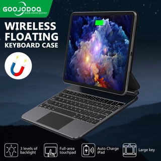 GOOJODOQ For iPad Air 4 5 6 Pro 11 (2018-2024) เคสคีย์บอร์ดมัลติฟังก์ชั่นชาร์จแบบไร้สายออกแบบตามหลักสรีรศาสตร์