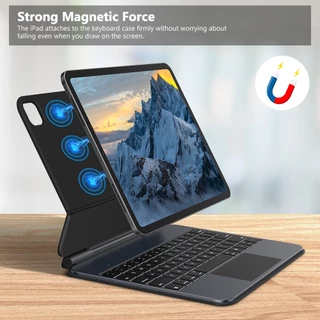 GOOJODOQ For iPad Air 4 5 6 Pro 11 (2018-2024) เคสคีย์บอร์ดมัลติฟังก์ชั่นชาร์จแบบไร้สายออกแบบตามหลักสรีรศาสตร์