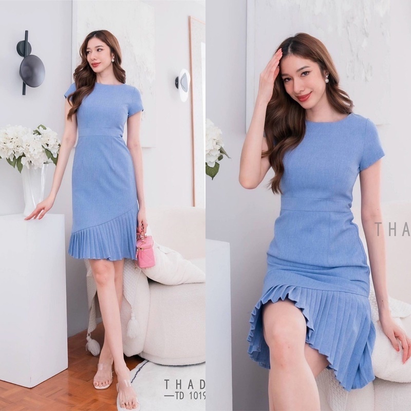 THADA BRAND : TD 1019 : Size S M L XL เดรสทำงาน เดรสออกงาน (เชคสินค้าก่อนกดสั่งซื้อจ้า)