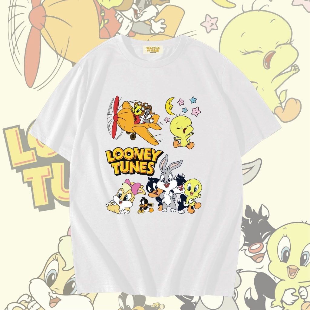 [ ส่งฟรี ] WS0429 เสื้อยืดโอเวอร์ไซส์ เสื้อยืดเกาหลี ผ้าคอตตอน 100% เสื้อยืด ทวิสตี้ Looney WAFFLE STUDIO